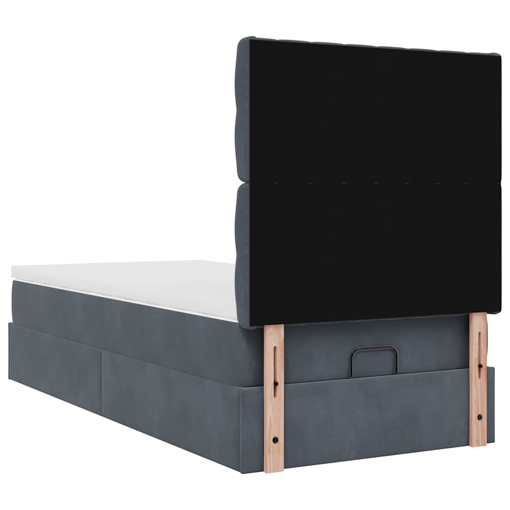 Ottoman-Bett mit Matratzen & LEDs Dunkelgrau 80x200 cm Samt