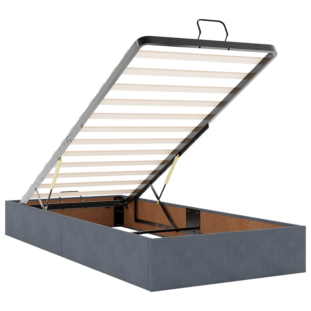 Ottoman-Bett mit Matratzen & LEDs Dunkelgrau 80x200 cm Samt