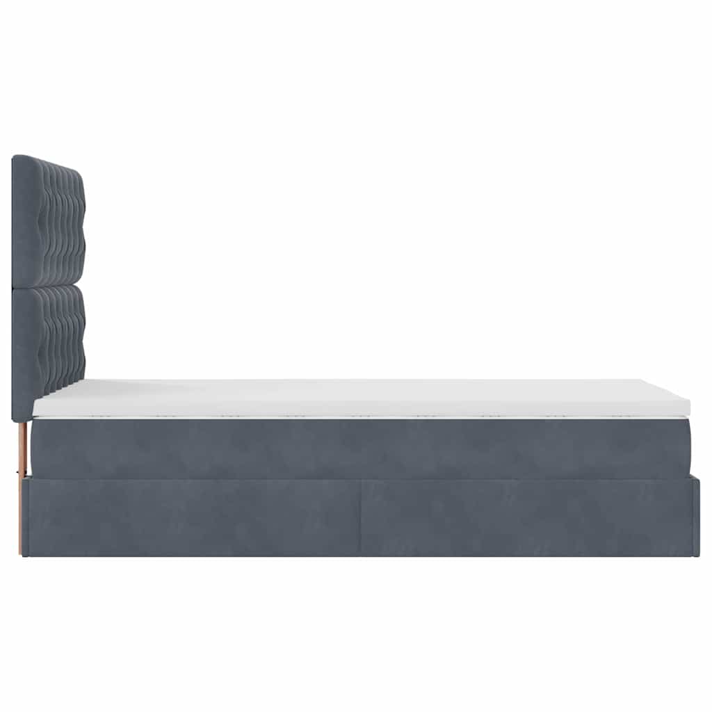 Ottoman-Bett mit Matratzen & LEDs Dunkelgrau 90x200 cm Samt