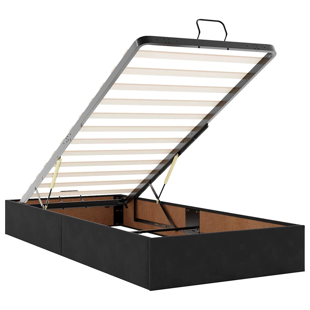 Ottoman-Bett mit Matratzen & LEDs Schwarz 90x200 cm Samt