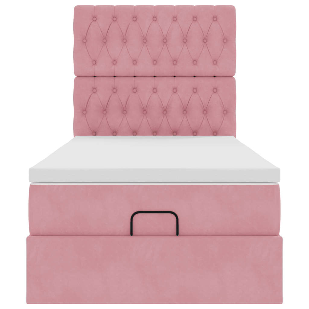 Ottoman-Bett mit Matratzen & LEDs Rosa 90x200 cm Samt