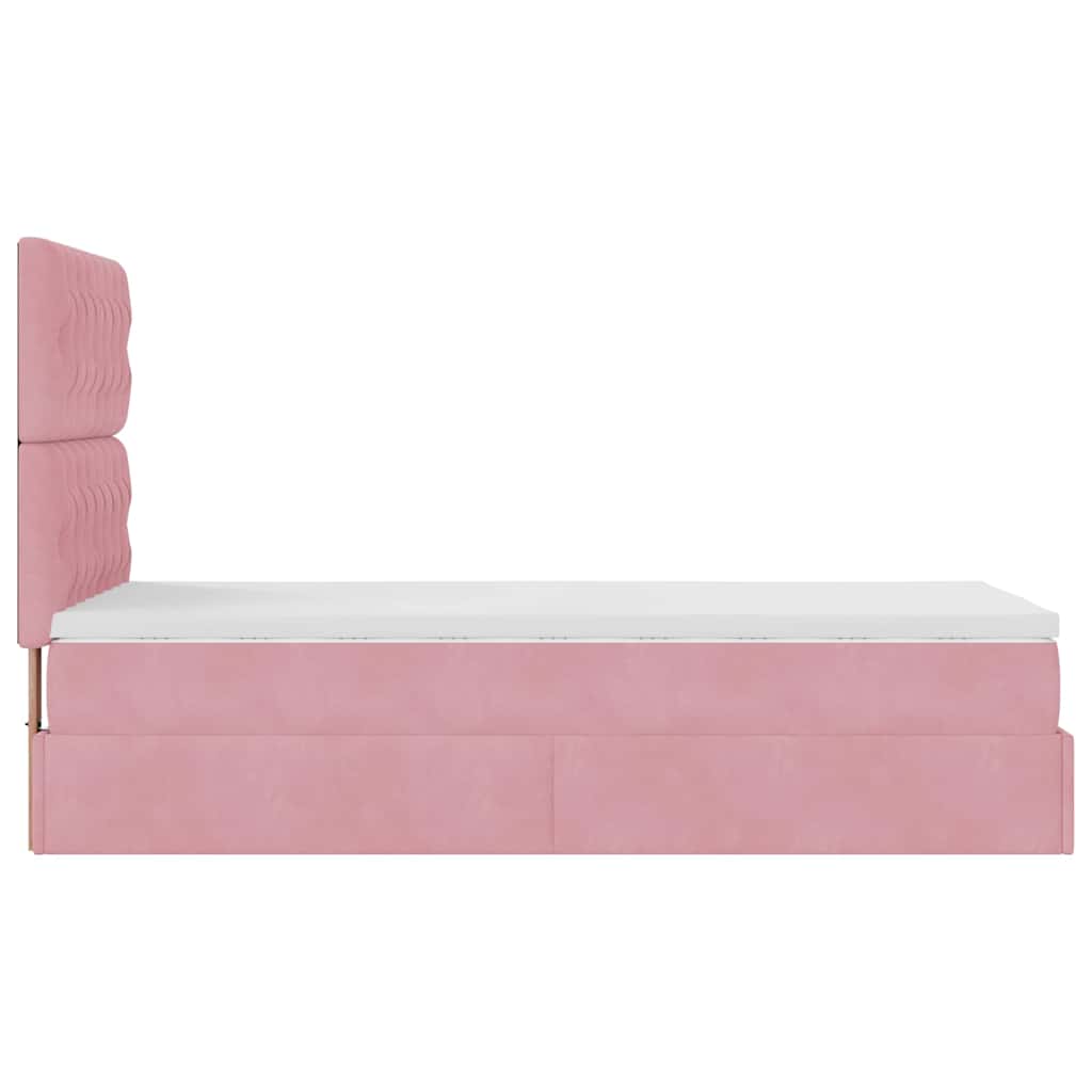 Ottoman-Bett mit Matratzen & LEDs Rosa 90x200 cm Samt