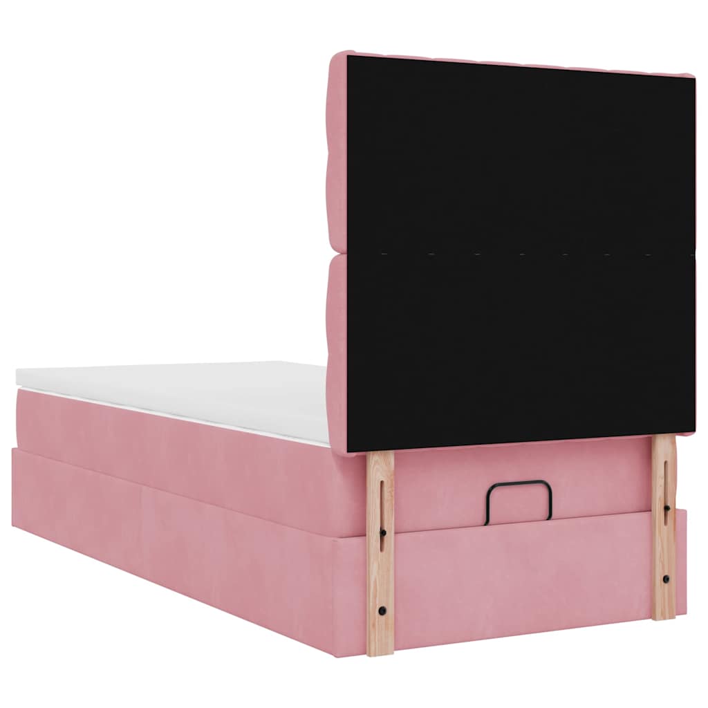 Ottoman-Bett mit Matratzen & LEDs Rosa 90x200 cm Samt