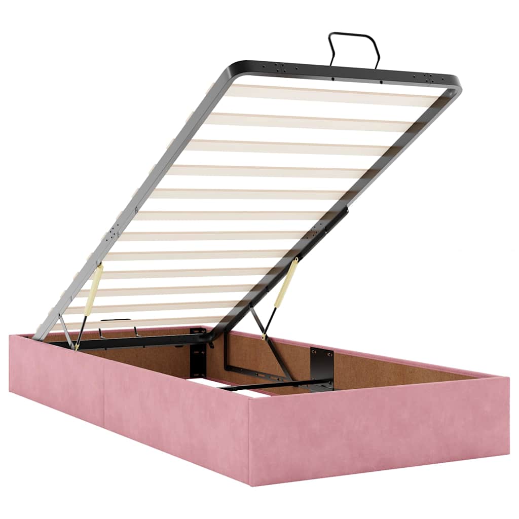 Ottoman-Bett mit Matratzen & LEDs Rosa 90x200 cm Samt