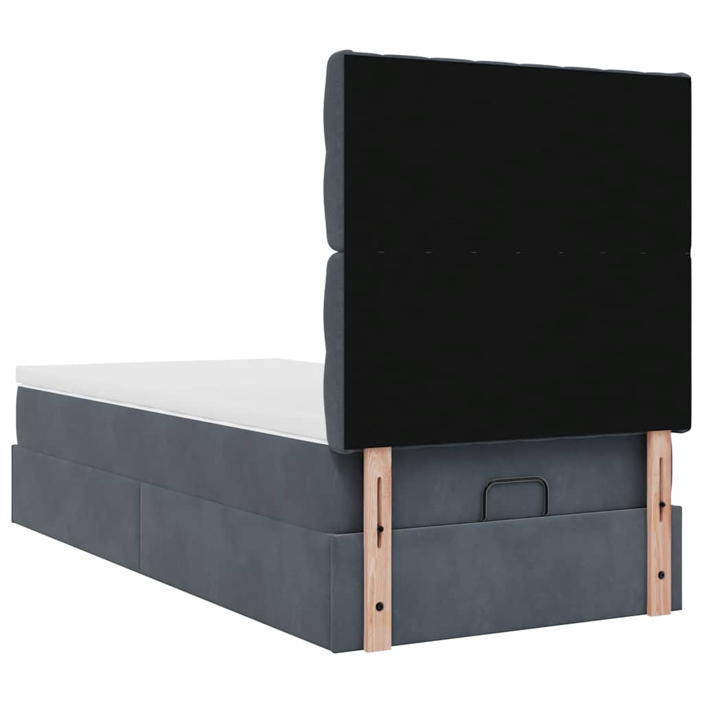 Ottoman-Bett mit Matratzen & LEDs Dunkelgrau 100x200 cm Samt