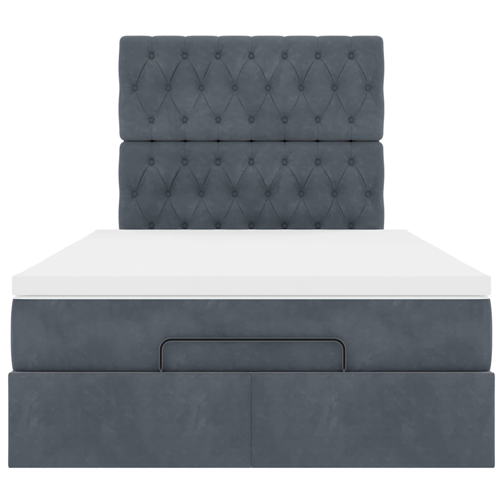 Ottoman-Bett mit Matratzen & LEDs Dunkelgrau 120x190 cm Samt