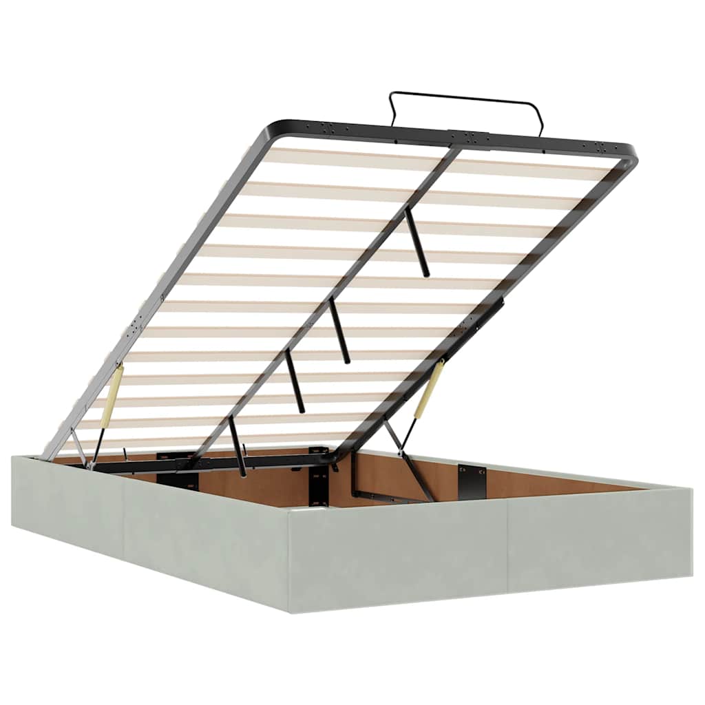 Ottoman-Bett mit Matratzen & LEDs Hellgrau 120x200 cm Samt