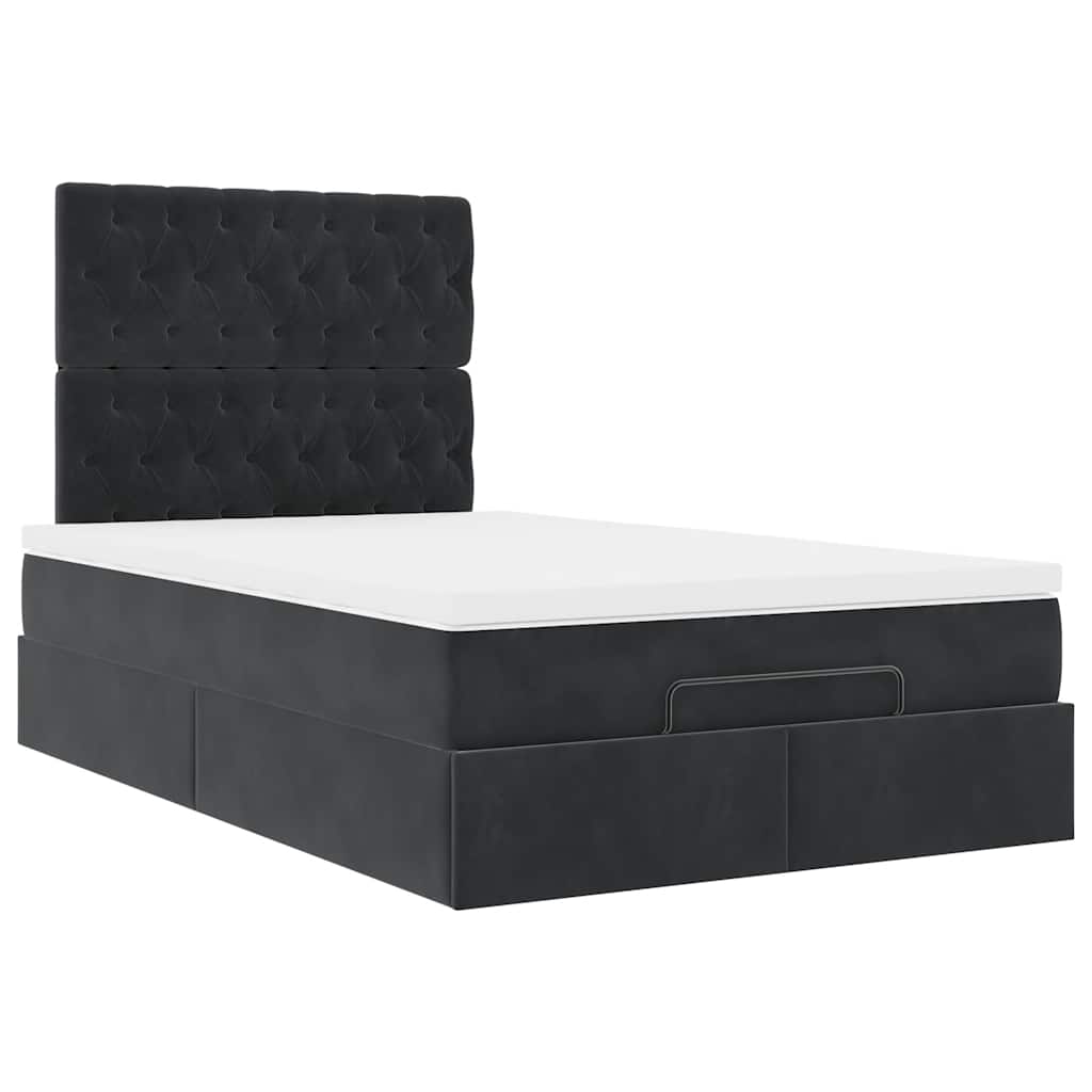 Ottoman-Bett mit Matratzen & LEDs Schwarz 120x200 cm Samt
