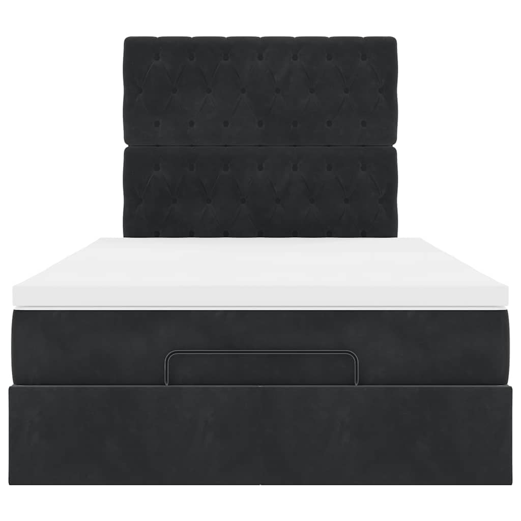 Ottoman-Bett mit Matratzen & LEDs Schwarz 120x200 cm Samt