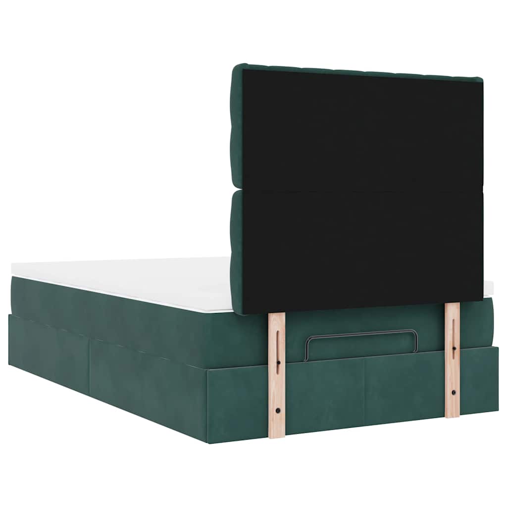 Ottoman-Bett mit Matratzen & LEDs Dunkelgrün 120x200 cm Samt
