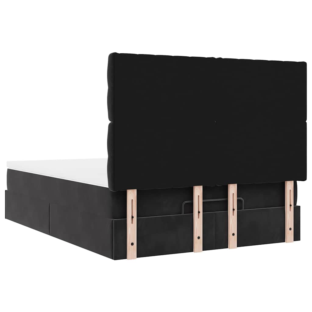 Ottoman-Bett mit Matratzen & LEDs Schwarz 140x190 cm Samt