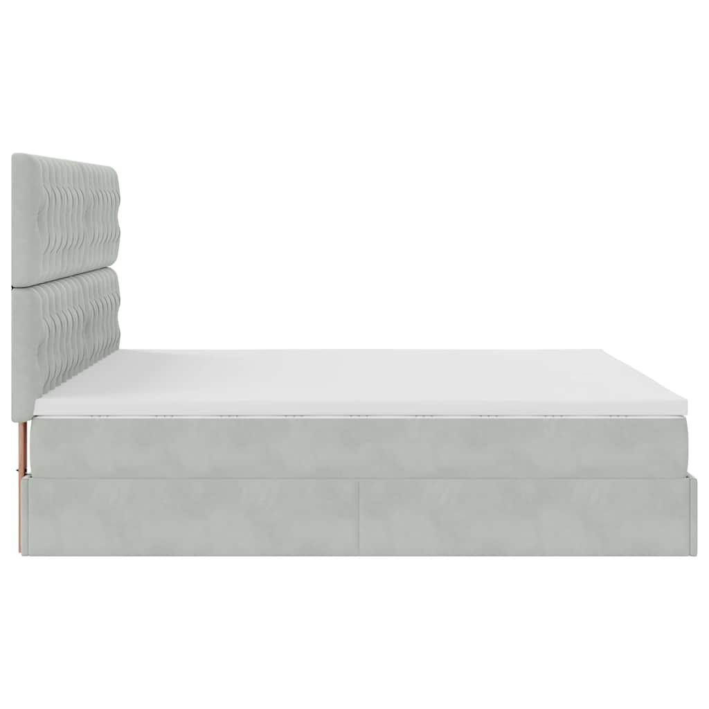 Ottoman-Bett mit Matratzen & LEDs Hellgrau 160x200 cm Samt