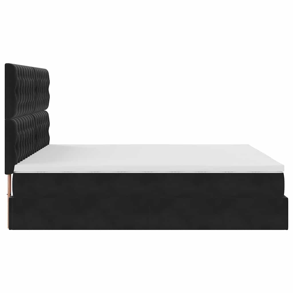 Ottoman-Bett mit Matratzen & LEDs Schwarz 160x200 cm Samt