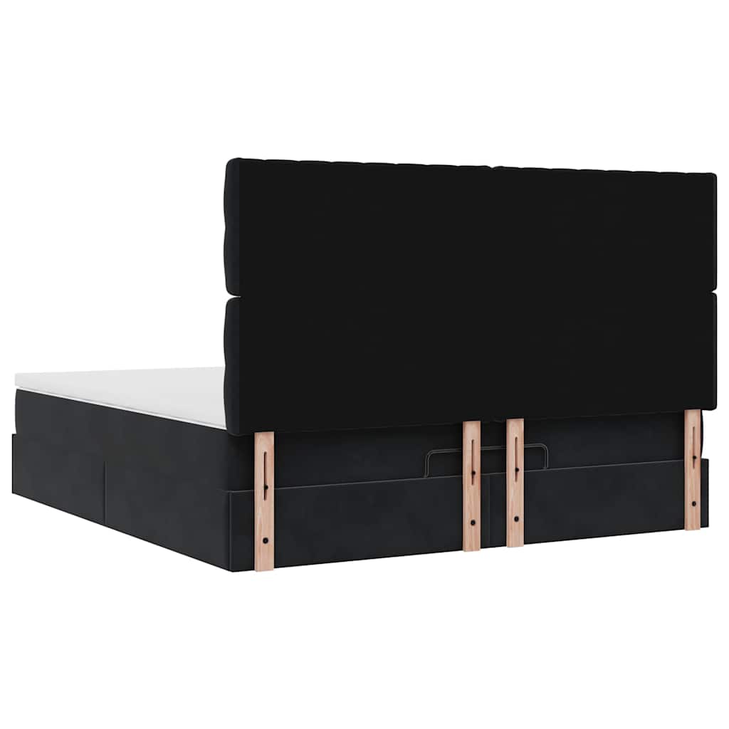 Ottoman-Bett mit Matratzen & LEDs Schwarz 160x200 cm Samt