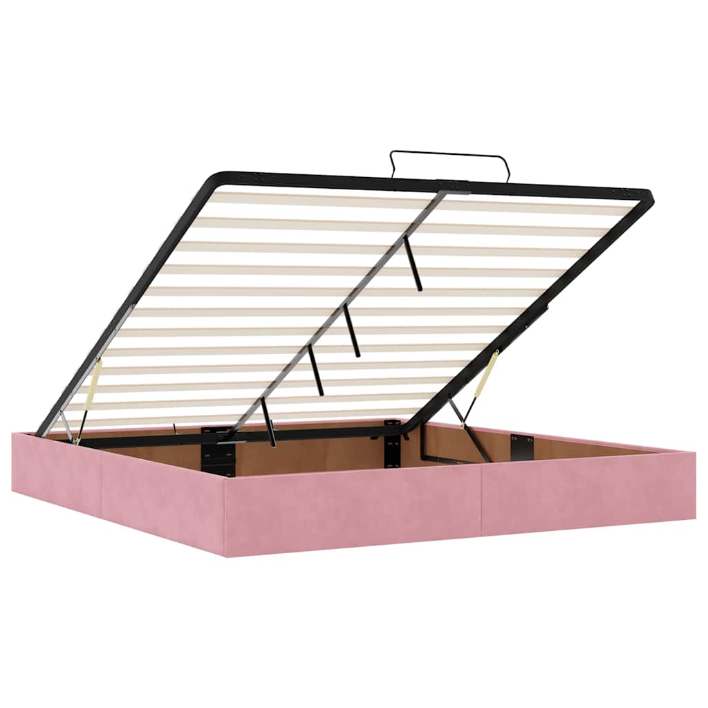 Ottoman-Bett mit Matratzen & LEDs Rosa 160x200 cm Samt