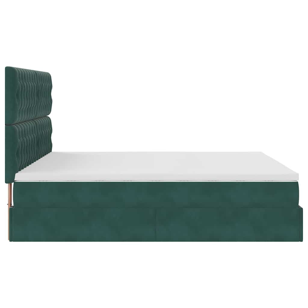 Ottoman-Bett mit Matratzen & LEDs Dunkelgrün 180x200 cm Samt