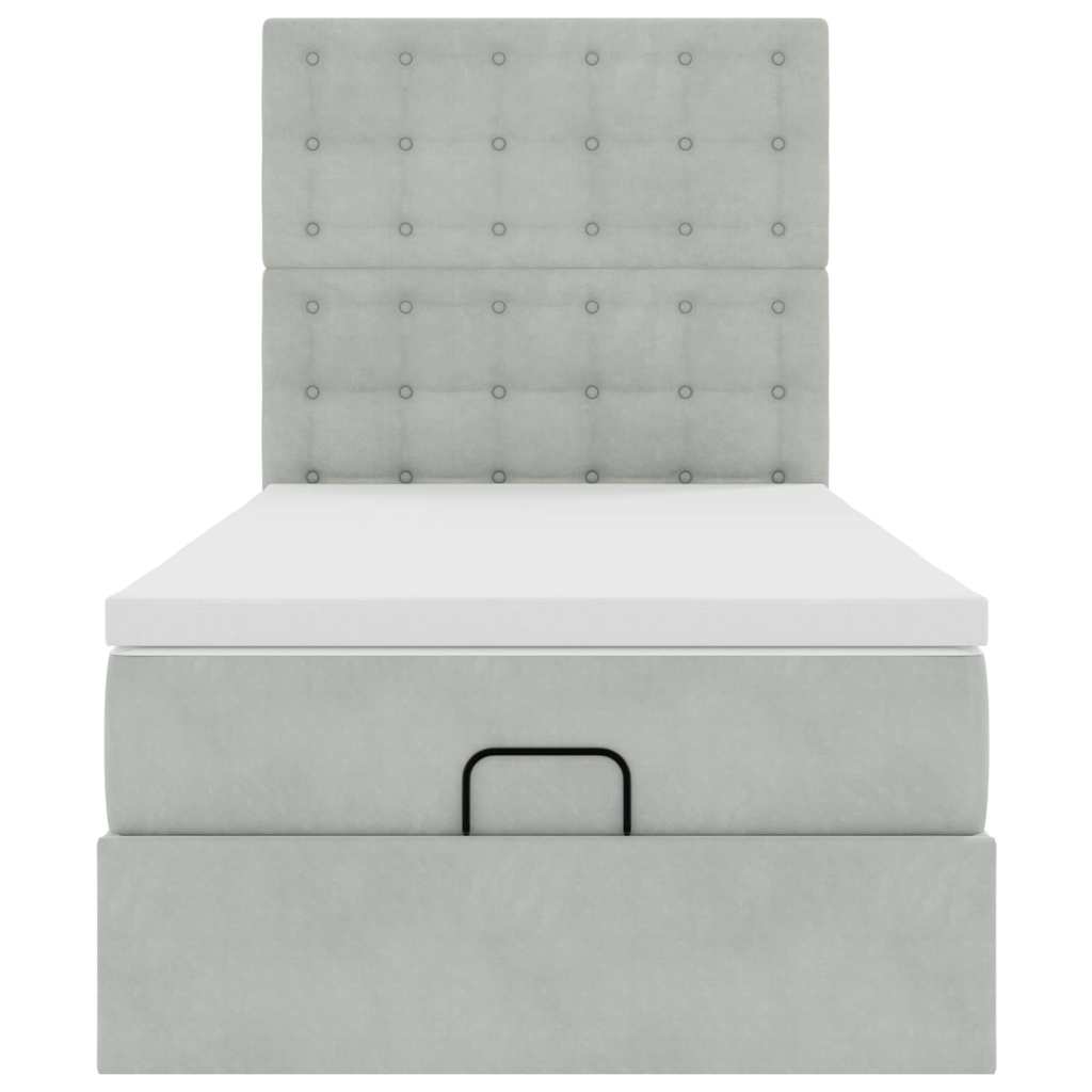 Ottoman-Bett mit Matratzen & LEDs Hellgrau 80x200 cm Samt