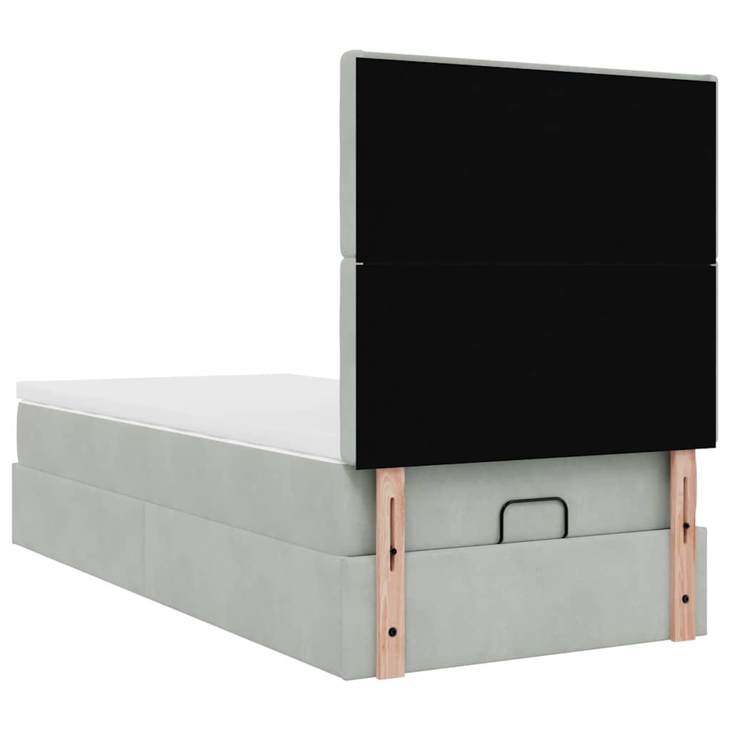 Ottoman-Bett mit Matratzen & LEDs Hellgrau 80x200 cm Samt