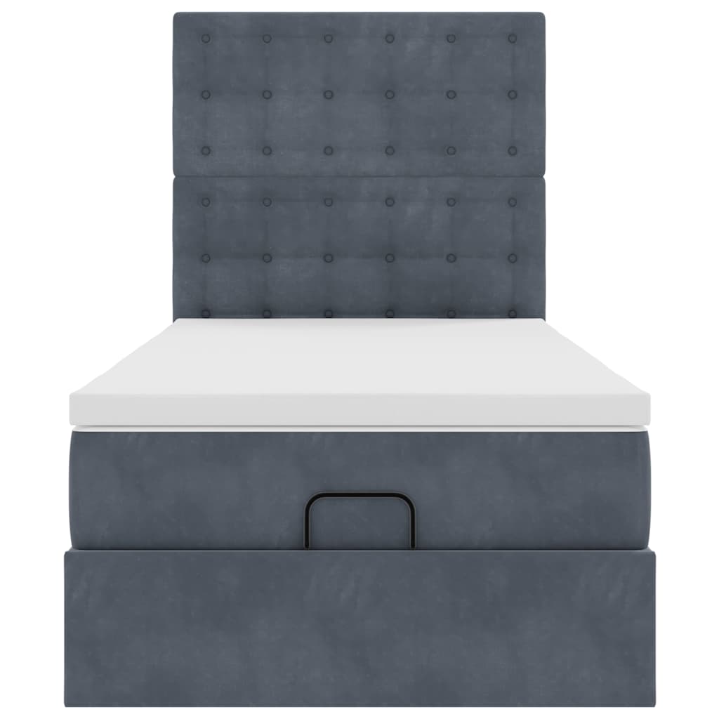 Ottoman-Bett mit Matratzen & LEDs Dunkelgrau 80x200 cm Samt