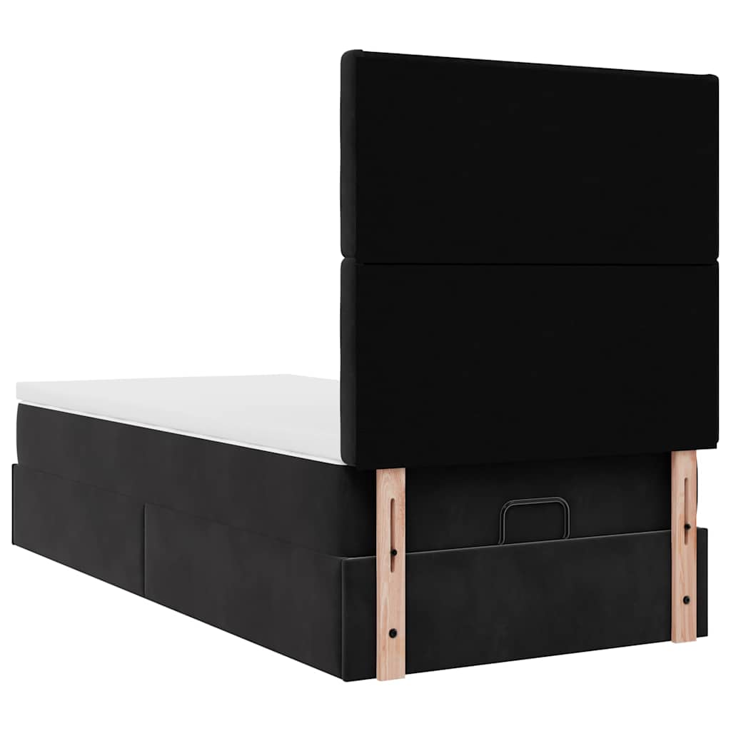 Ottoman-Bett mit Matratzen & LEDs Schwarz 80x200 cm Samt