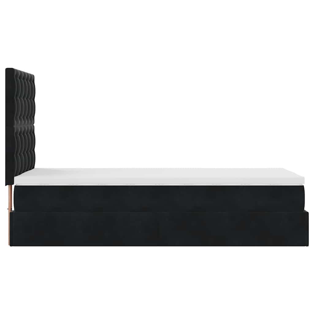 Ottoman-Bett mit Matratzen & LEDs Schwarz 90x190 cm Samt
