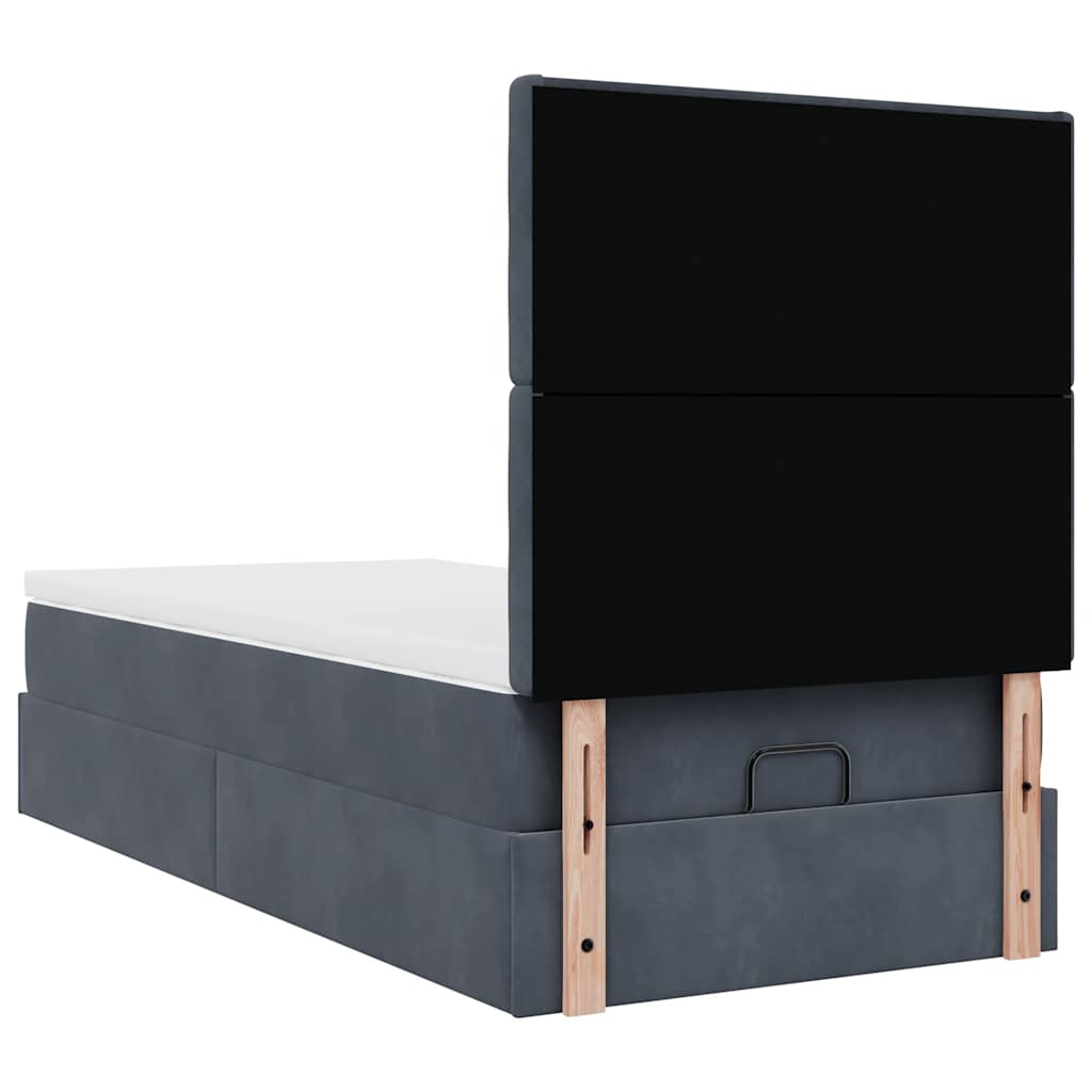 Ottoman-Bett mit Matratzen & LEDs Dunkelgrau 90x200 cm Samt