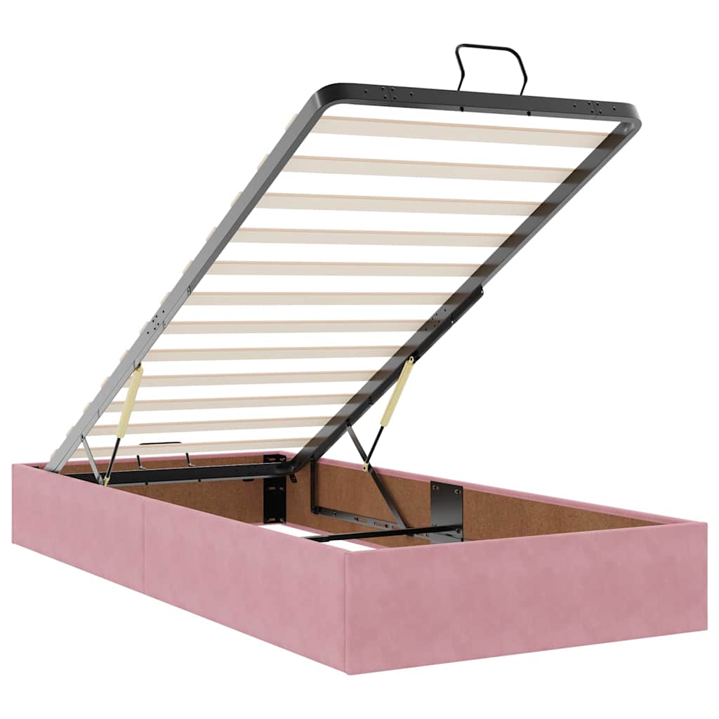 Ottoman-Bett mit Matratzen & LEDs Rosa 90x200 cm Samt