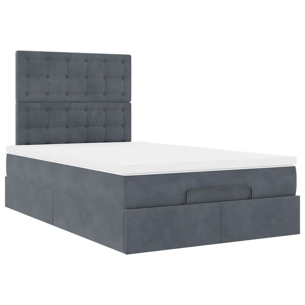 Ottoman-Bett mit Matratzen & LEDs Dunkelgrau 120x190 cm Samt