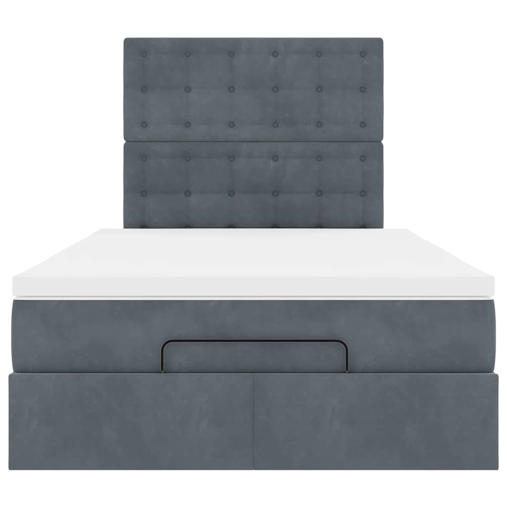Ottoman-Bett mit Matratzen & LEDs Dunkelgrau 120x190 cm Samt