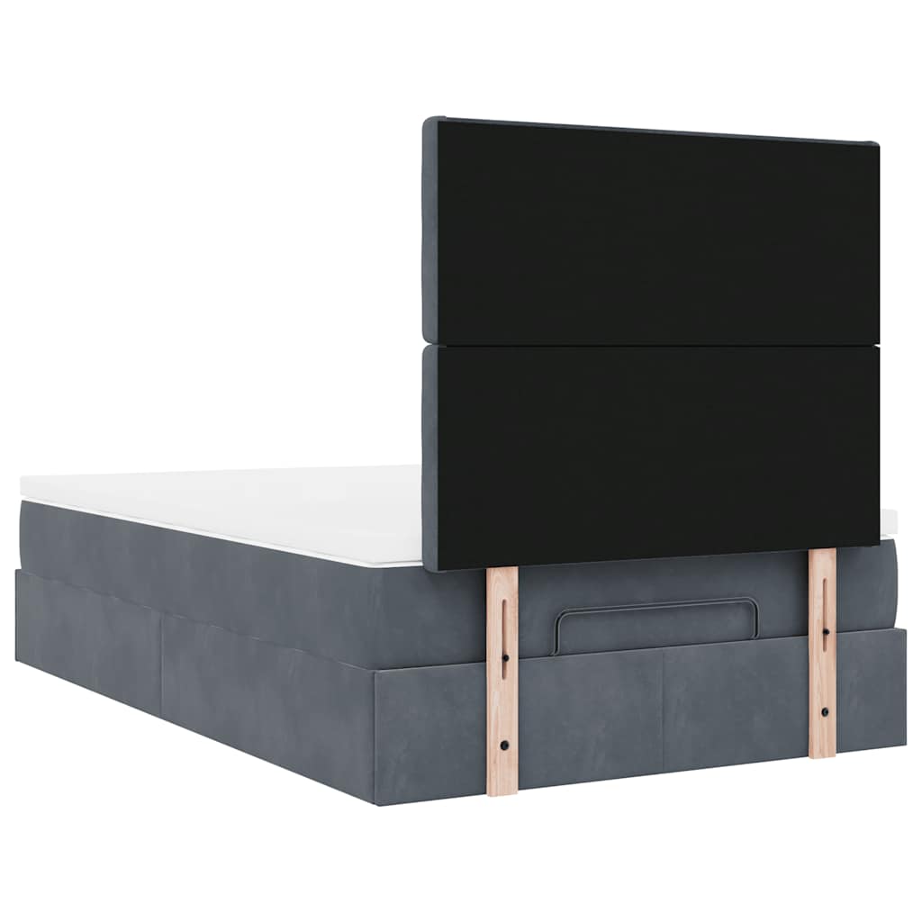 Ottoman-Bett mit Matratzen & LEDs Dunkelgrau 120x190 cm Samt