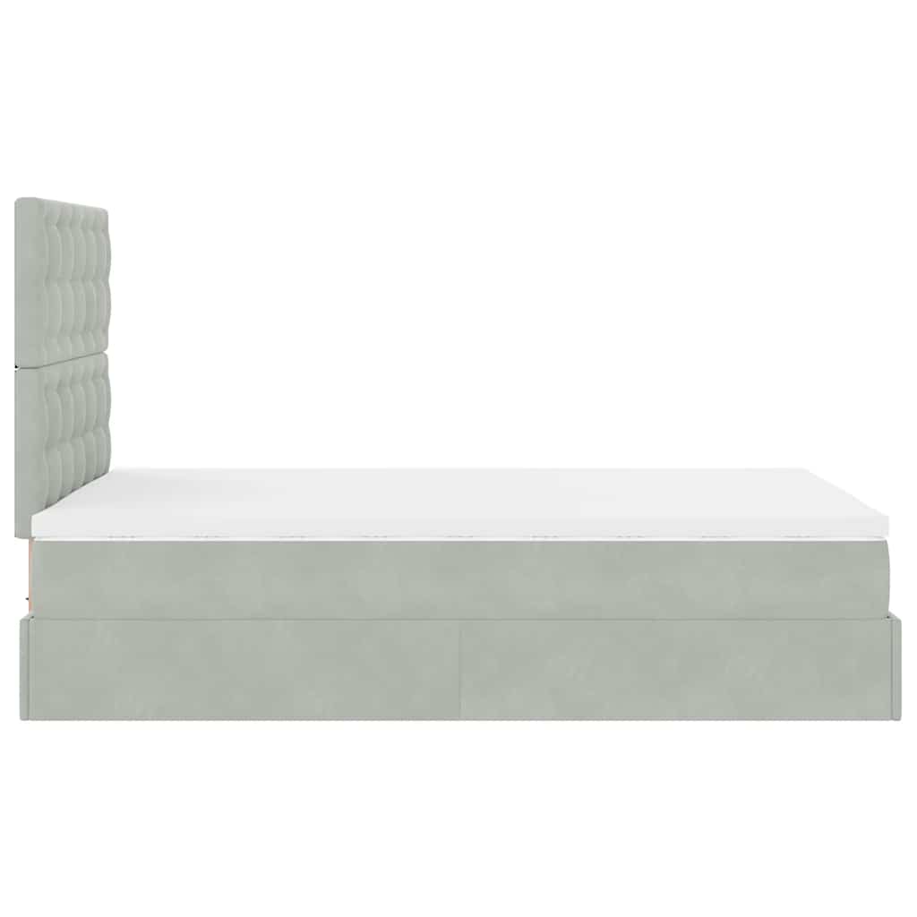 Ottoman-Bett mit Matratzen & LEDs Hellgrau 120x200 cm Samt