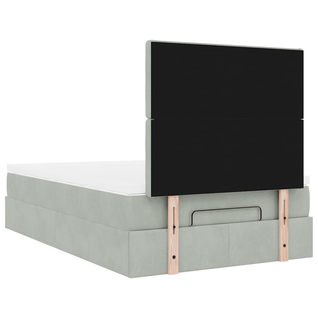 Ottoman-Bett mit Matratzen & LEDs Hellgrau 120x200 cm Samt