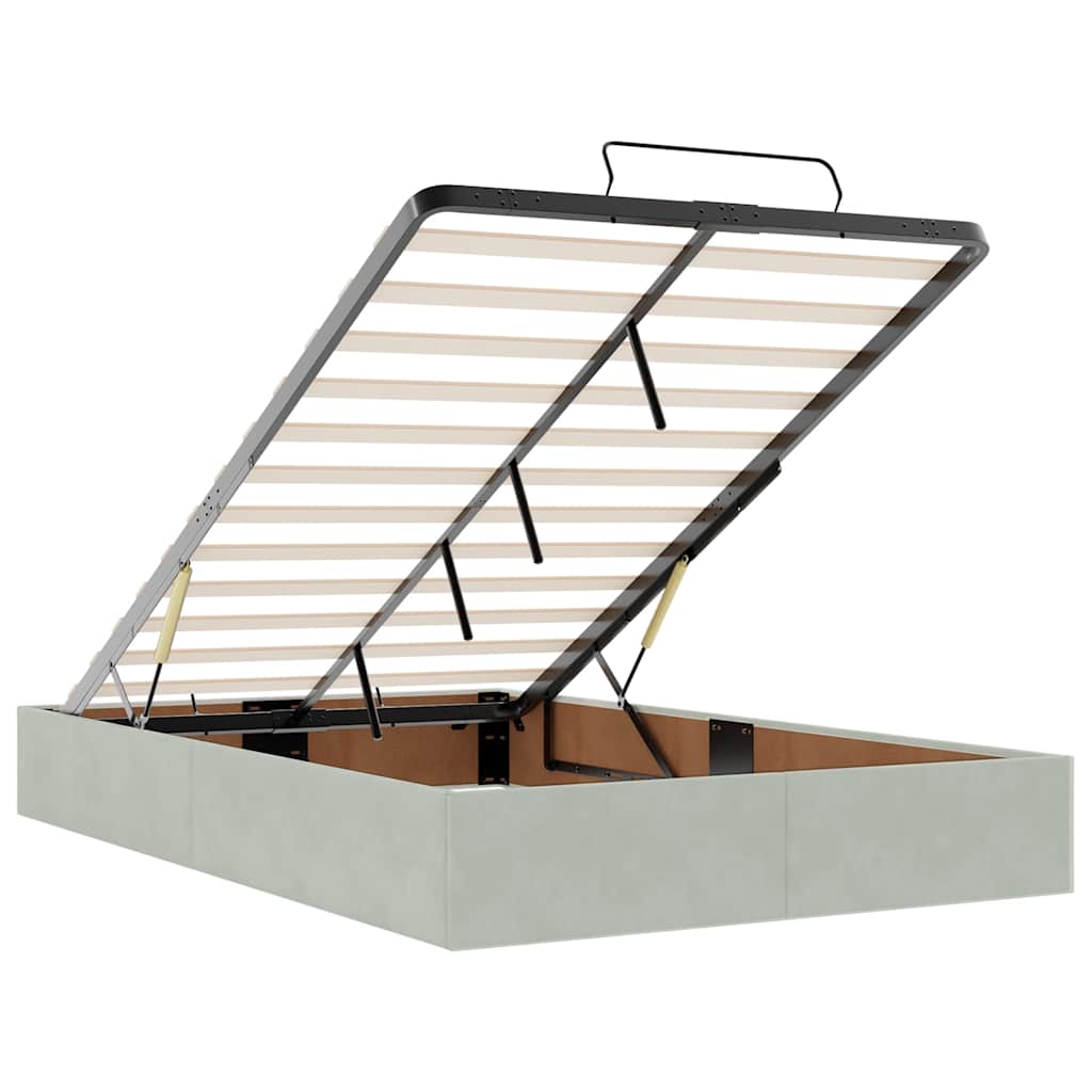 Ottoman-Bett mit Matratzen & LEDs Hellgrau 120x200 cm Samt