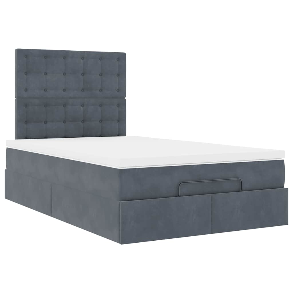 Ottoman-Bett mit Matratzen & LEDs Dunkelgrau 120x200 cm Samt