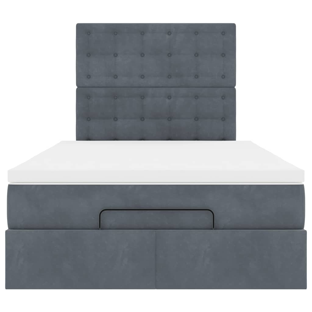 Ottoman-Bett mit Matratzen & LEDs Dunkelgrau 120x200 cm Samt