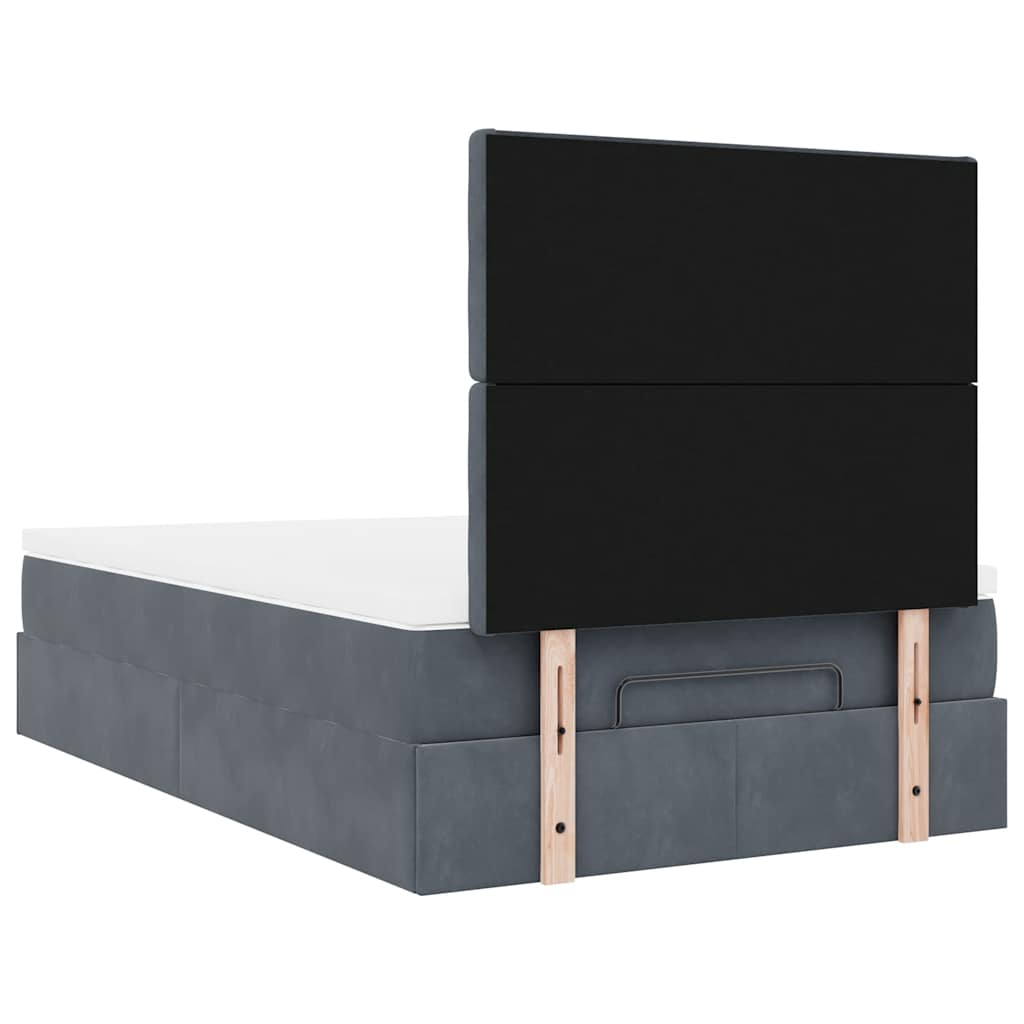 Ottoman-Bett mit Matratzen & LEDs Dunkelgrau 120x200 cm Samt