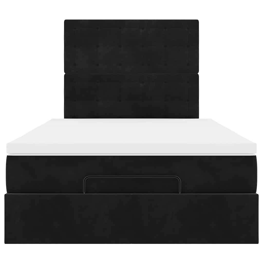 Ottoman-Bett mit Matratzen & LEDs Schwarz 120x200 cm Samt