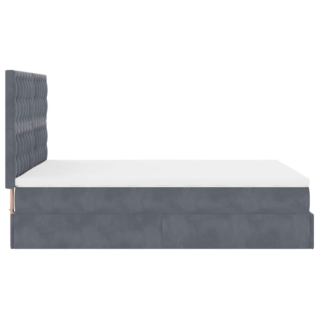 Ottoman-Bett mit Matratzen & LEDs Dunkelgrau 140x190 cm Samt