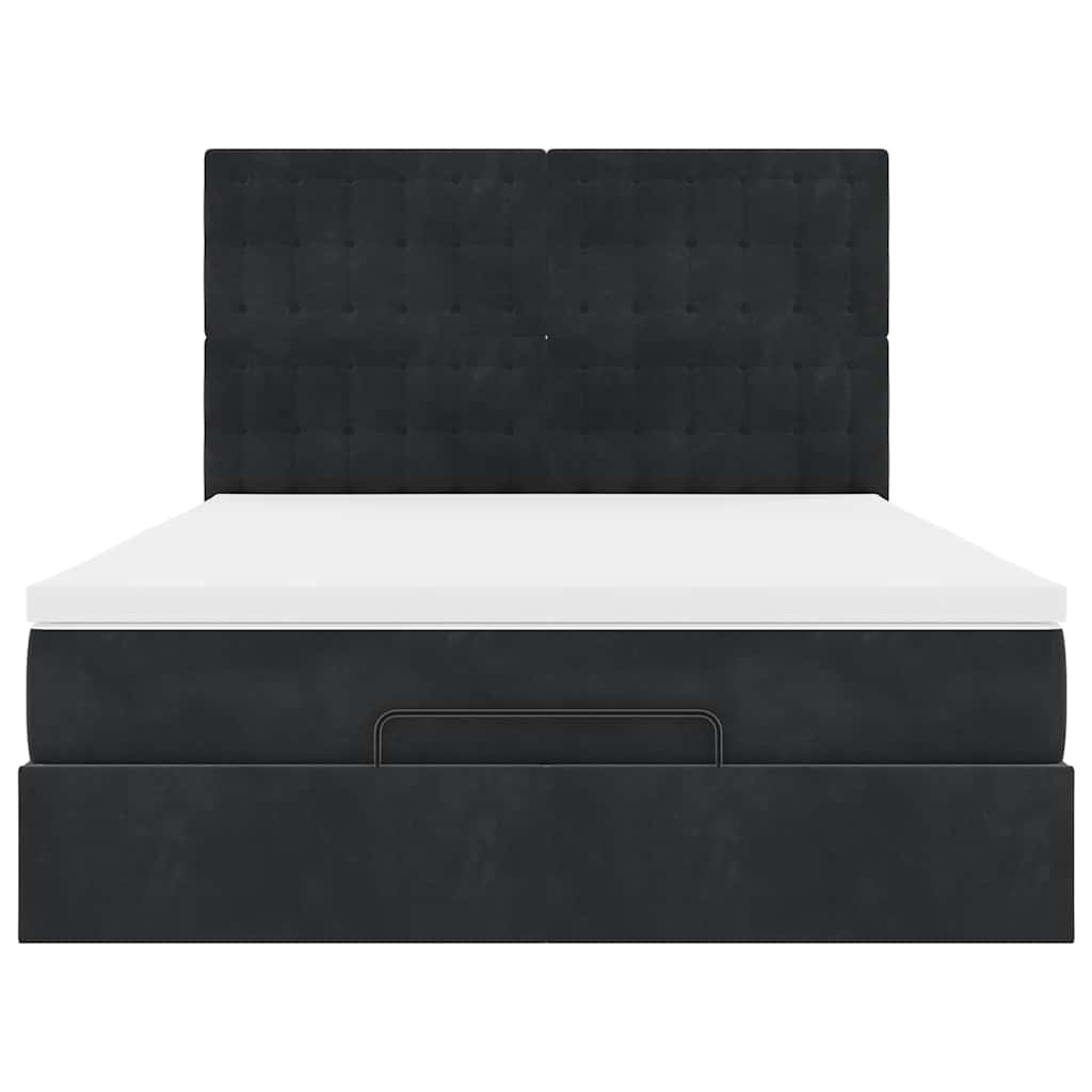 Ottoman-Bett mit Matratzen & LEDs Schwarz 140x190 cm Samt