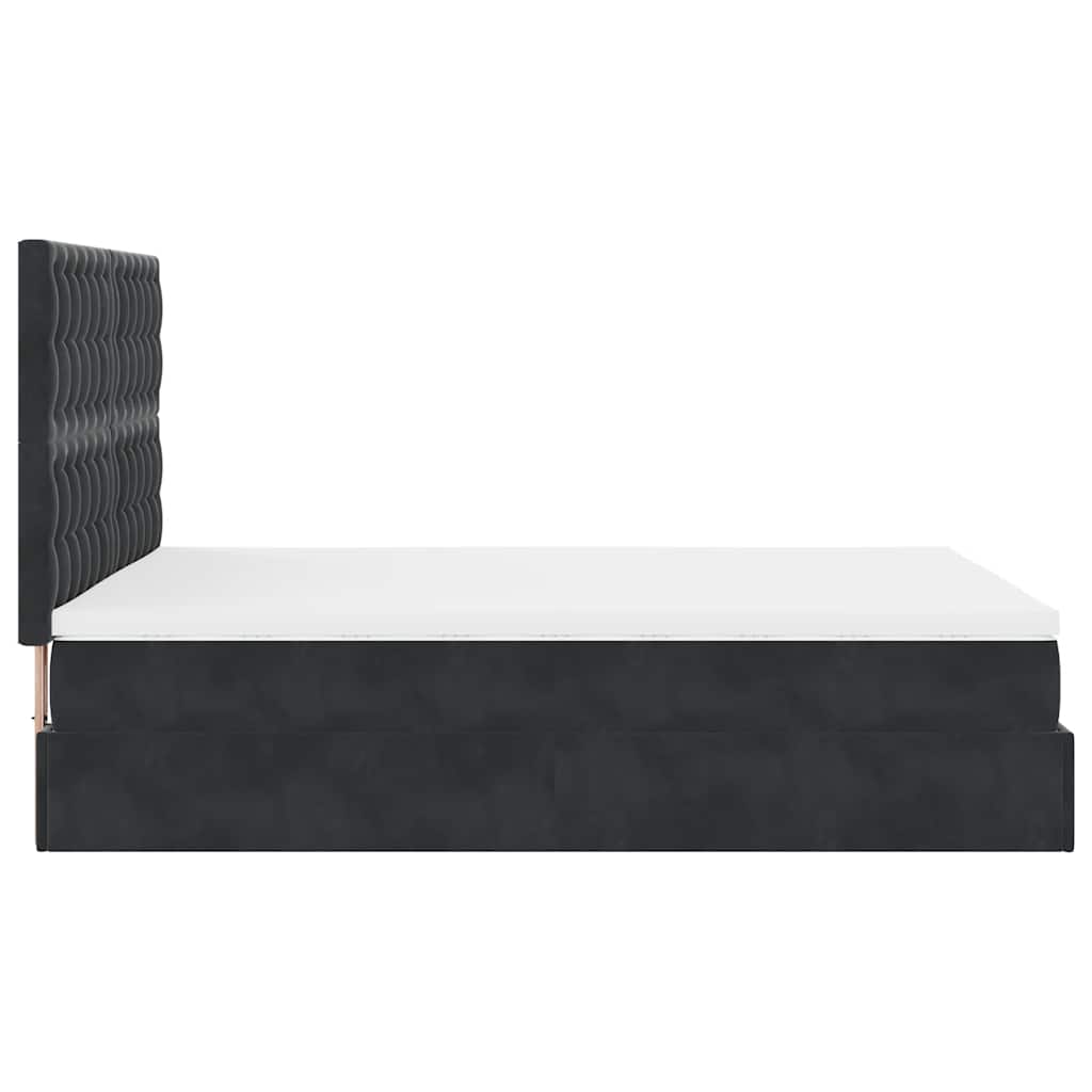 Ottoman-Bett mit Matratzen & LEDs Schwarz 140x190 cm Samt