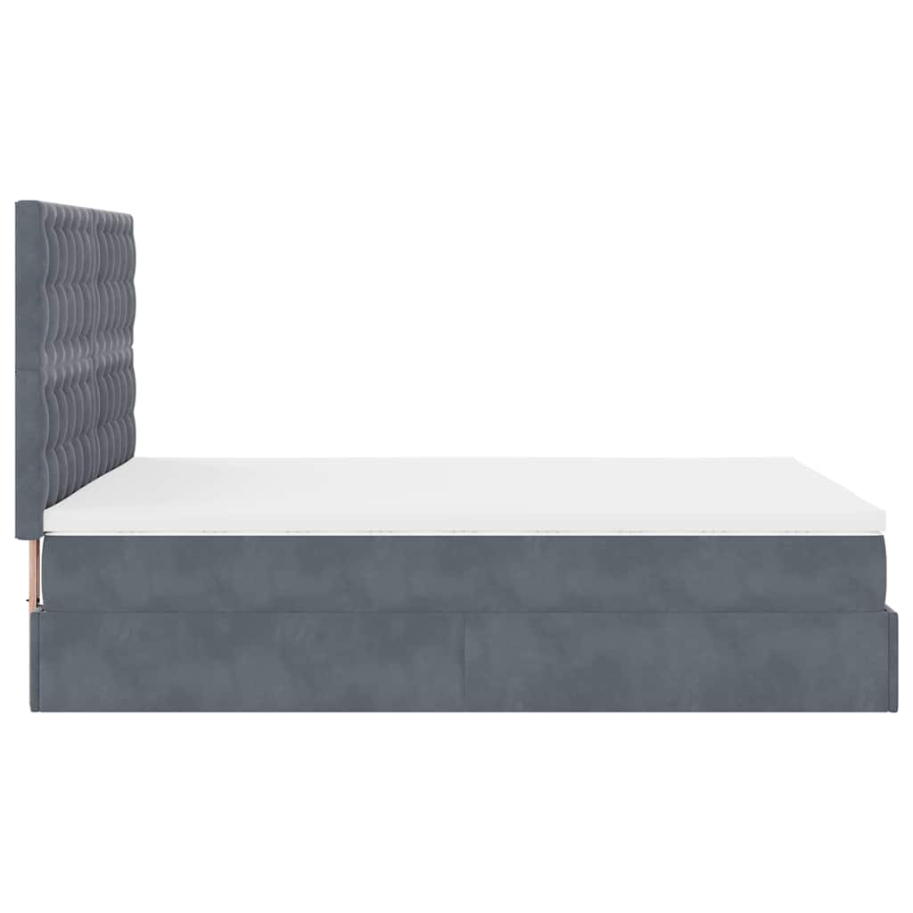 Ottoman-Bett mit Matratzen & LEDs Dunkelgrau 140x200 cm Samt