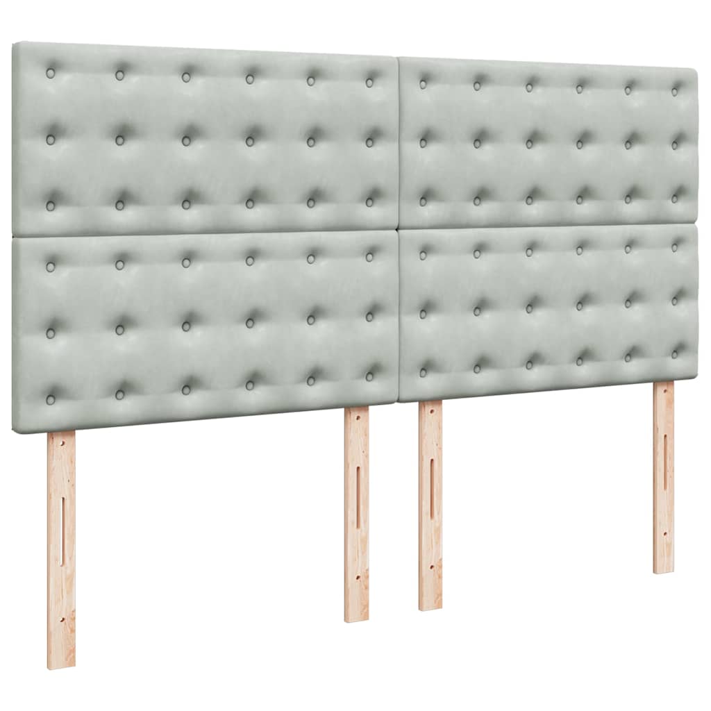 Ottoman-Bett mit Matratzen & LEDs Hellgrau 160x200 cm Samt