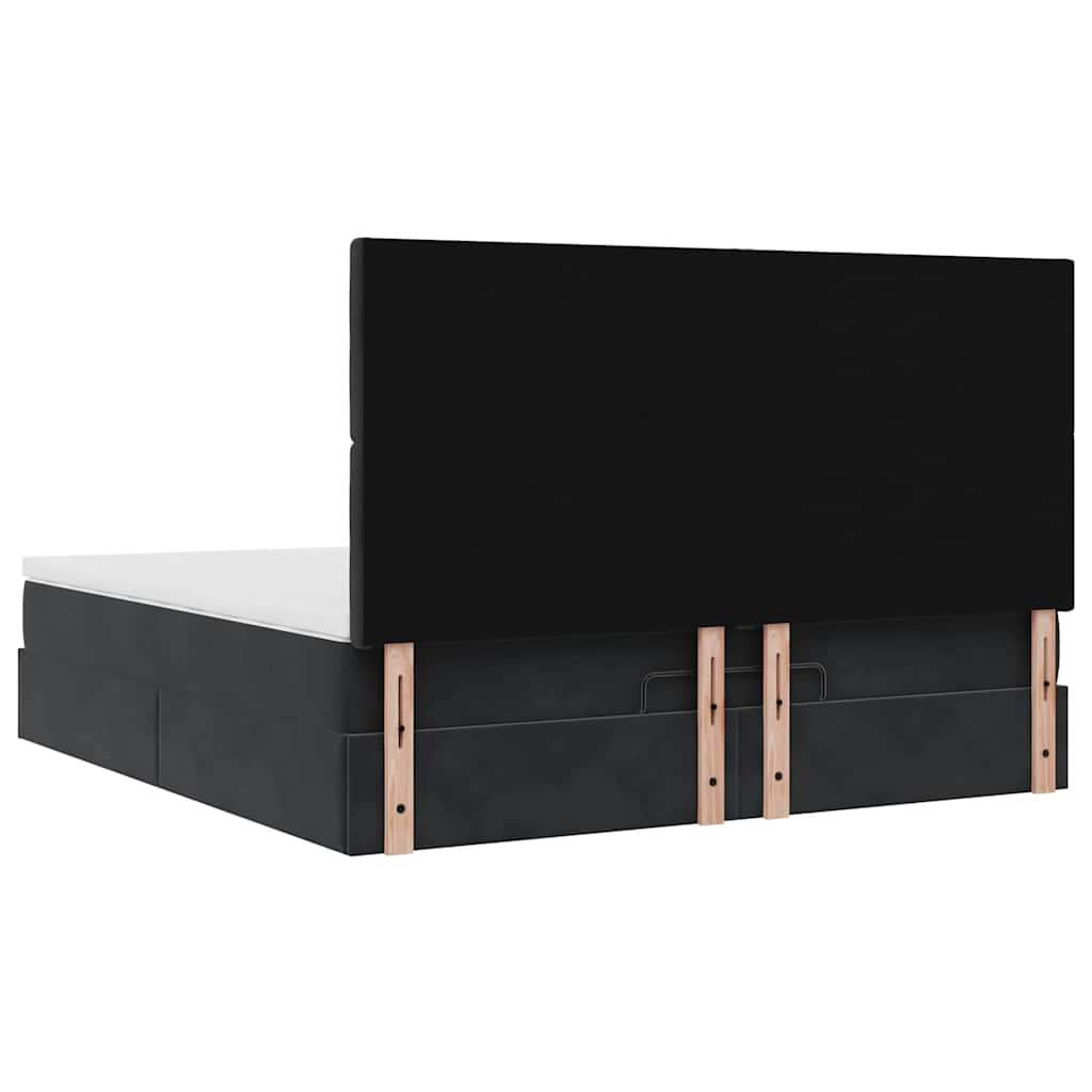 Ottoman-Bett mit Matratzen & LEDs Schwarz 160x200 cm Samt