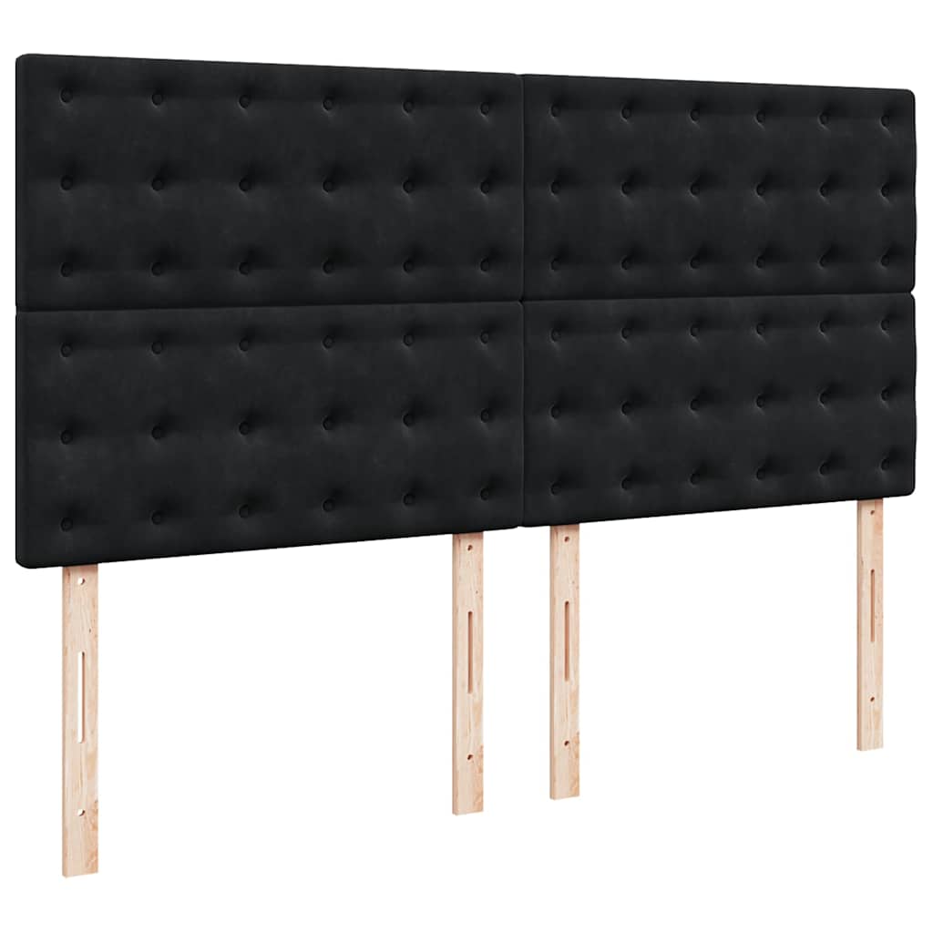 Ottoman-Bett mit Matratzen & LEDs Schwarz 160x200 cm Samt
