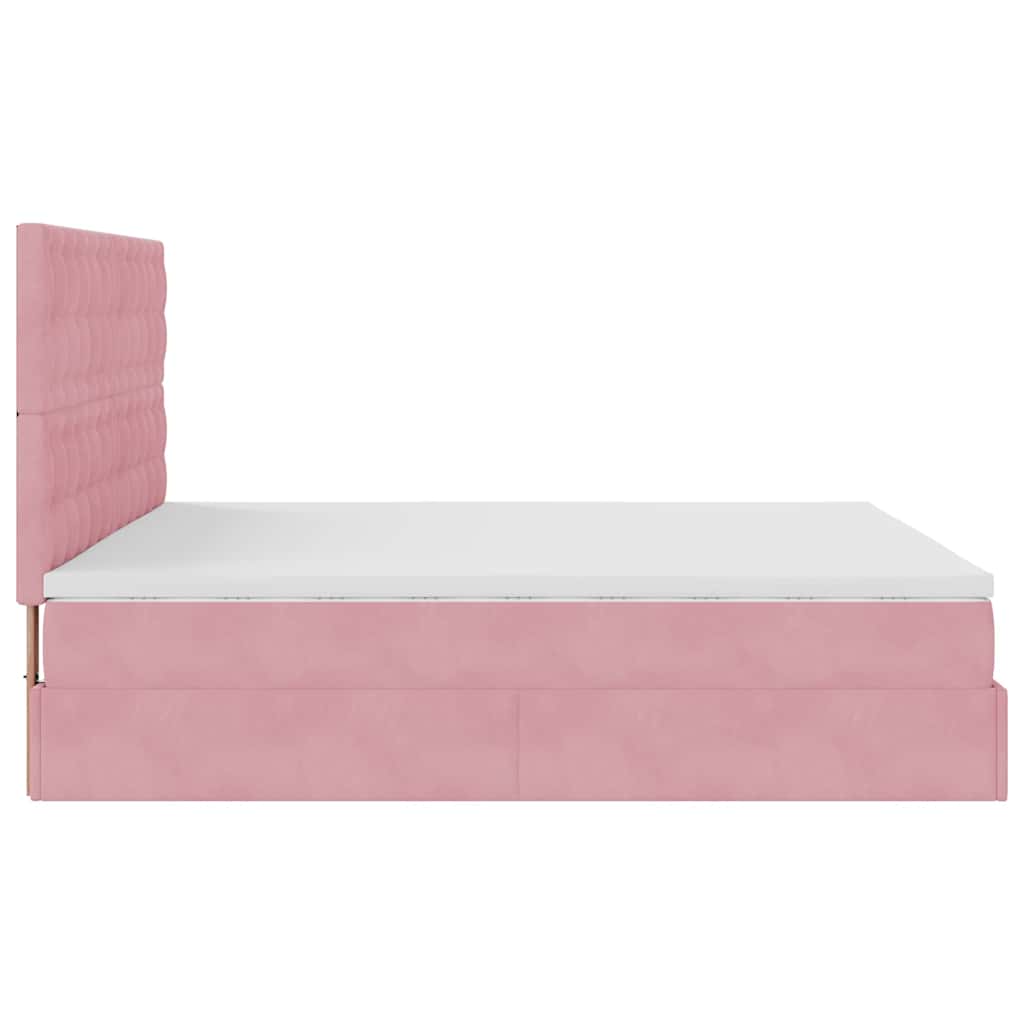 Ottoman-Bett mit Matratzen & LEDs Rosa 160x200 cm Samt