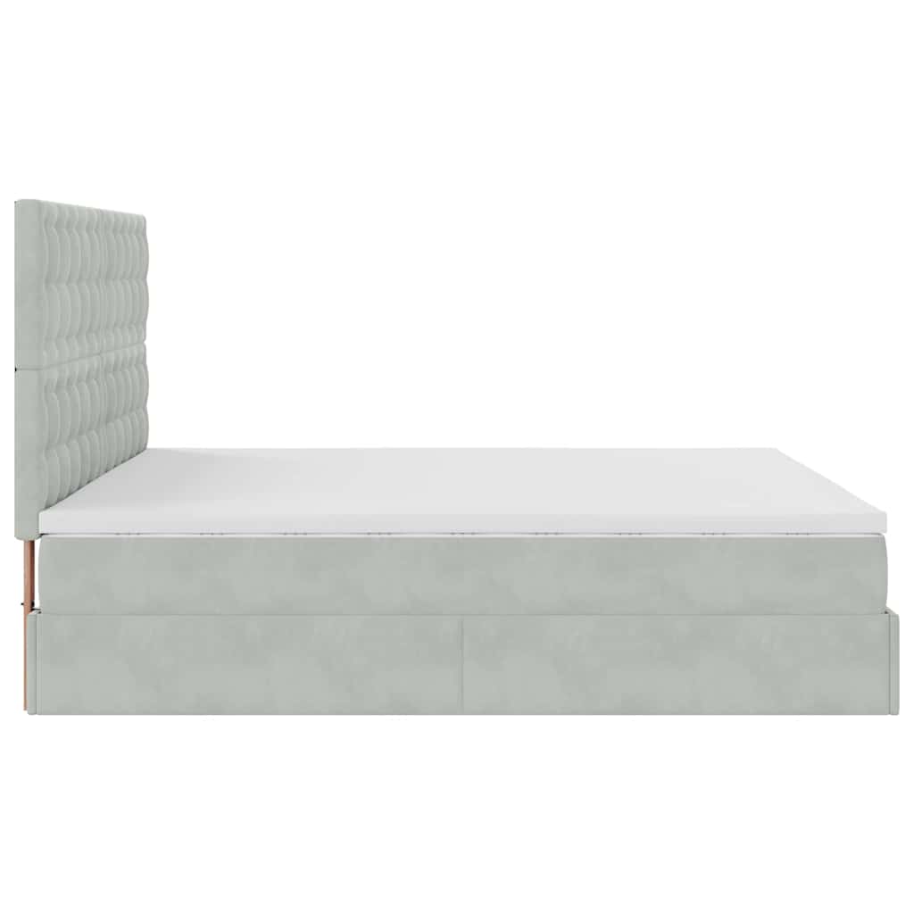 Ottoman-Bett mit Matratzen & LEDs Hellgrau 180x200 cm Samt