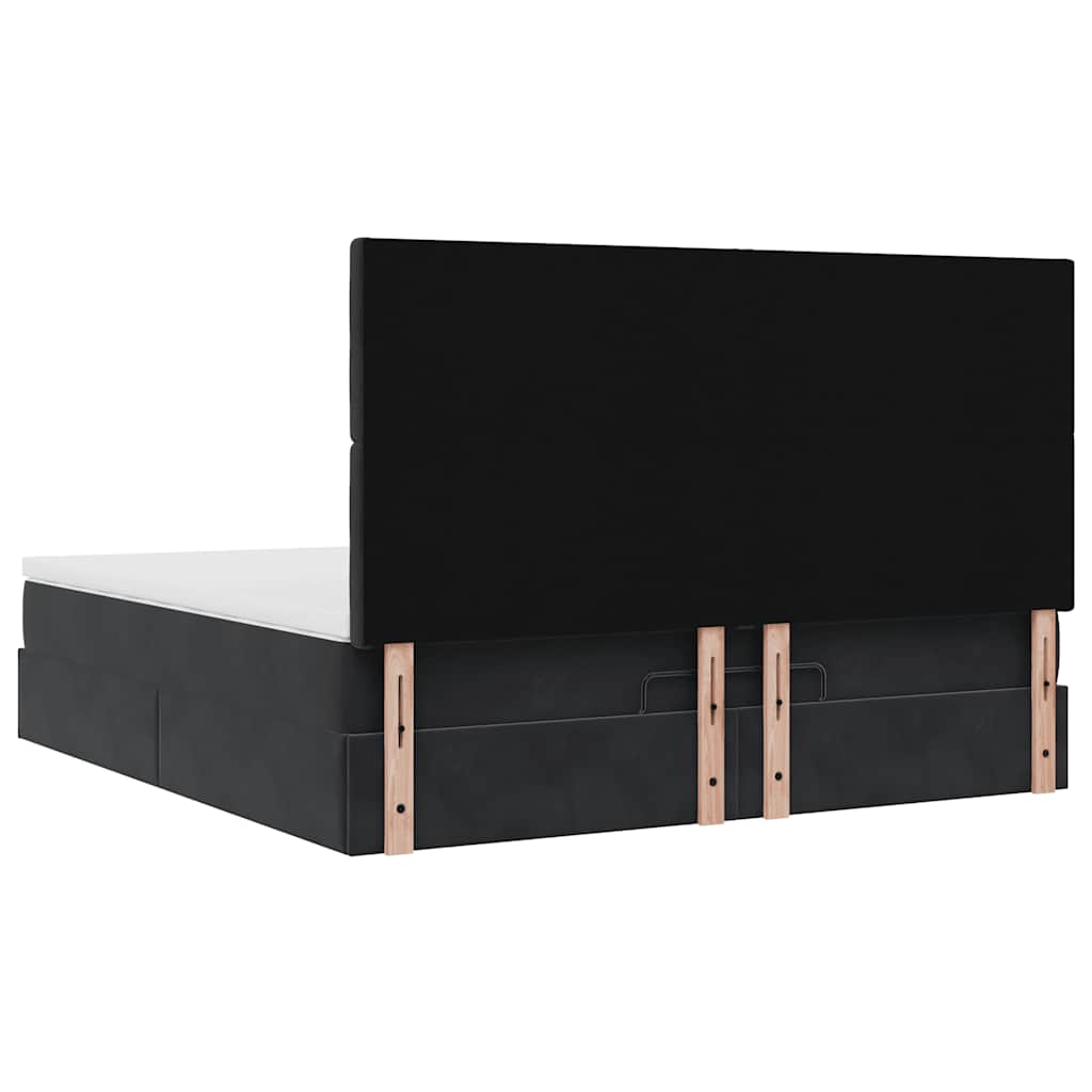 Ottoman-Bett mit Matratzen & LEDs Schwarz 180x200 cm Samt