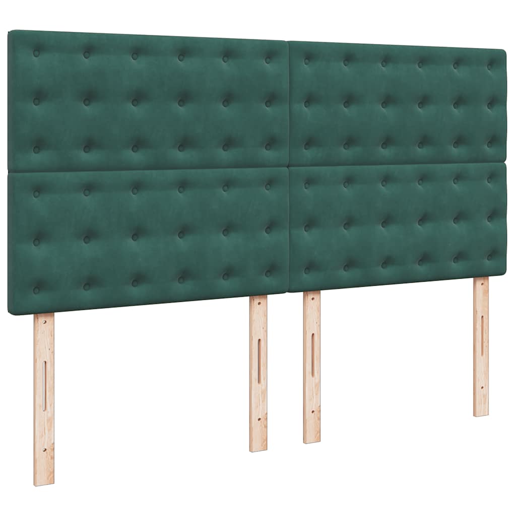 Ottoman-Bett mit Matratzen & LEDs Dunkelgrün 180x200 cm Samt