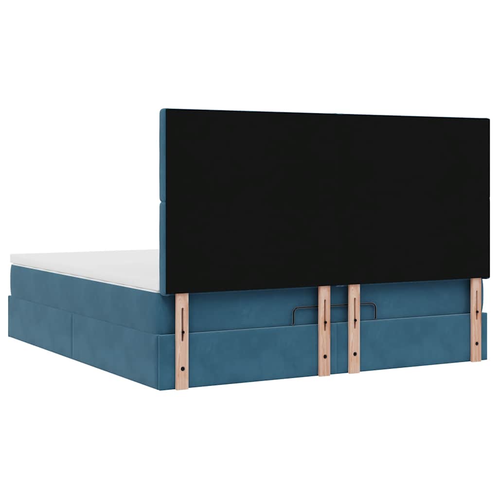 Ottoman-Bett mit Matratzen & LEDs Dunkelblau 180x200 cm Samt