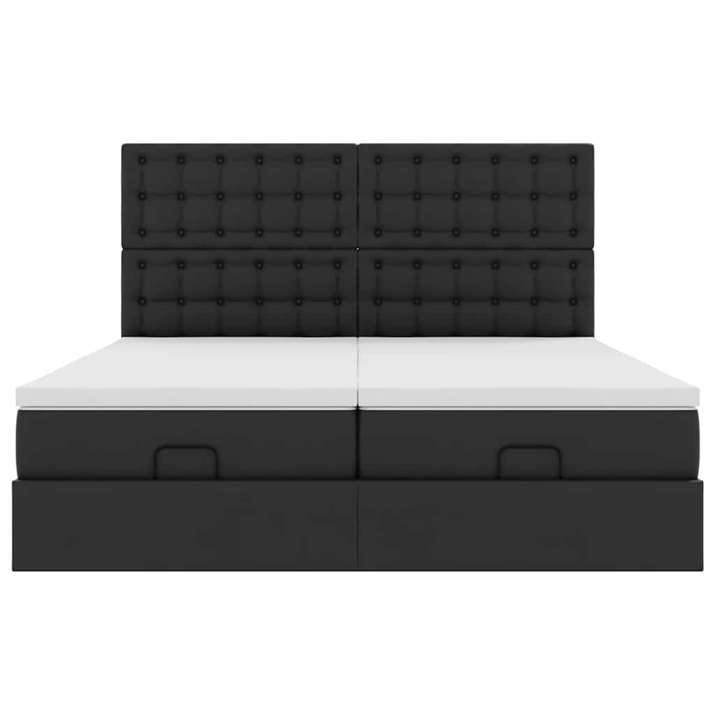 Ottoman-Bett mit Matratzen & LEDs Schwarz 180x200 cm Kunstleder